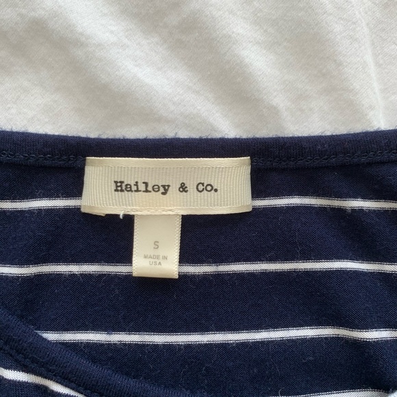 small navy blue and white striped short sleeve - Picture 3 of 4
